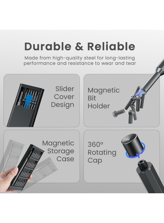 بورترونيكس Portronics Bit Box,24-in-1 Screwdriver Kit,Compact,Durable,and Travel-Friendly Tool Kit with a Magnetic Bit Holder,Perfect for Household&Auto Repair (Black) - Image 5